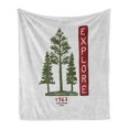 thumbnail image 1 of Explore Soft Flannel Fleece Throw Blanket, Coniferous Tree Silhouettes Sketch Arrangement Vintage Graphic, Cozy Plush for Indoor and Outdoor Use, 70" x 90", Ruby Forest Green, by Ambesonne, 1 of 5