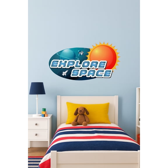Explore Space Wall Decal: Solar System Vinyl Sticker for Kids (25x45 Inch), Indon Outdoor use se302