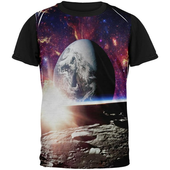 Explore The Infinity Of Space All Over Mens Black Back T Shirt Multi LG