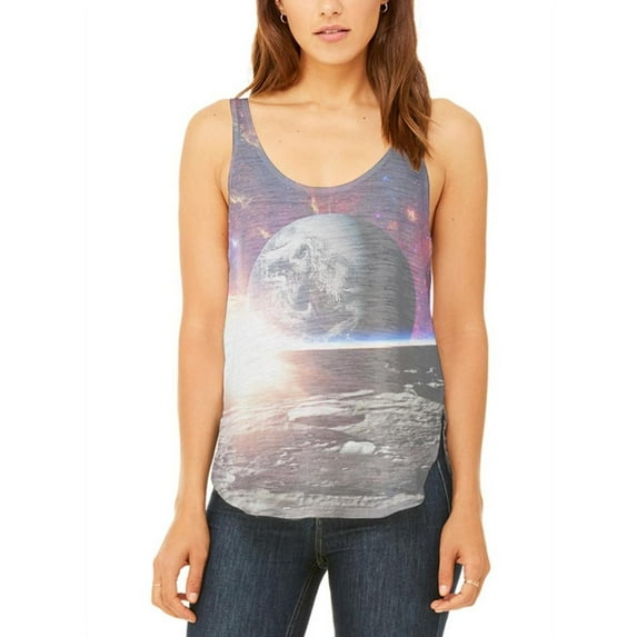 Explore The Infinity Of Space Juniors Flowy Side Slit Tank Top Multi LG