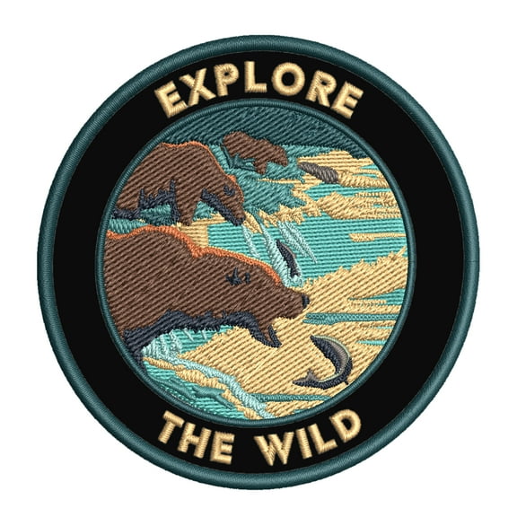 Explore The Wild! 3.5 Inch Iron Or Sew On Embroidered Fabric Badge Patch Seek Adventure, National Park Iconic Series