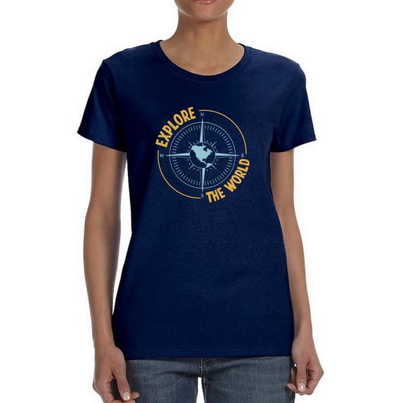 Explore The World Compass Art Shaped T-Shirt Women -Smartprints Designs, Female Large