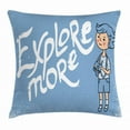 thumbnail image 1 of Explore Throw Pillow Cushion Cover, Cartoon Boy with Binoculars on Grunge Style Background Childhood Theme, Decorative Square Accent Pillow Case, 24 X 24 Inches, Pale Blue Peach White, by Ambesonne, 1 of 2