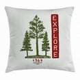 thumbnail image 1 of Explore Throw Pillow Cushion Cover, Coniferous Tree Silhouettes with Sketch Arrangement Vintage Arrangement, Decorative Square Accent Pillow Case, 20 X 20 Inches, Ruby Forest Green, by Ambesonne, 1 of 2
