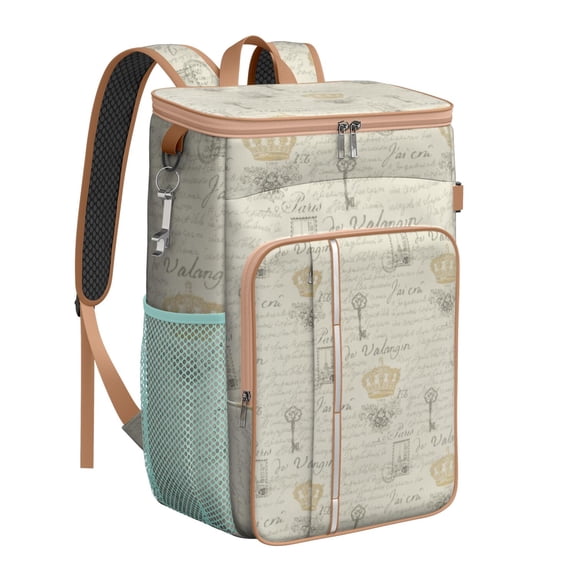 Explore Travel Cooler Backpack, Vintage Paris Style, Insulated Leakproof Bag with Beach Girl and Holiday Theme for Trips and Adventures