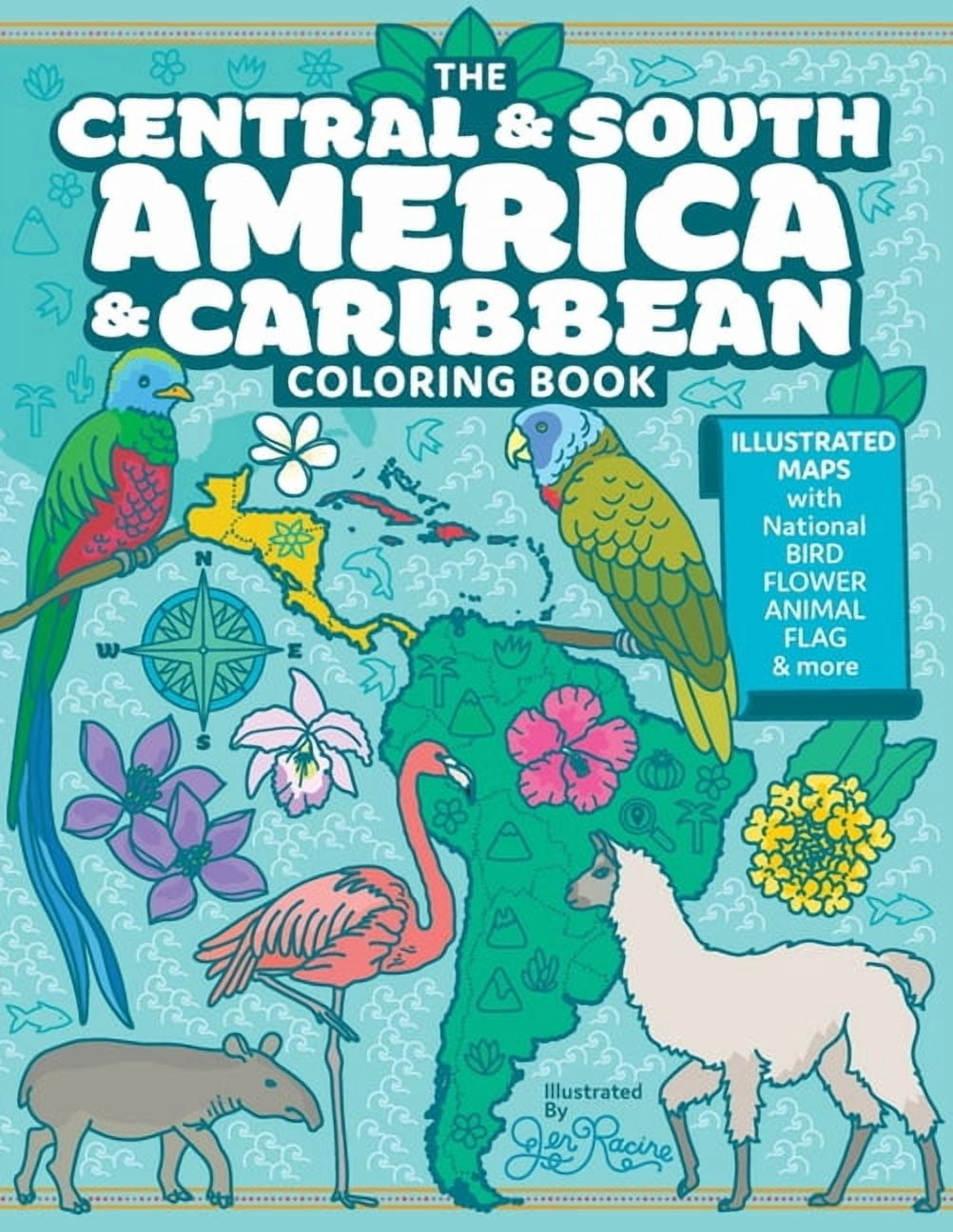 Explore the World Geography Coloring Boo The Central and South America and Caribbean Coloring Book: Illustrated Maps with Capitals, National Symbols and More, (Paperback)