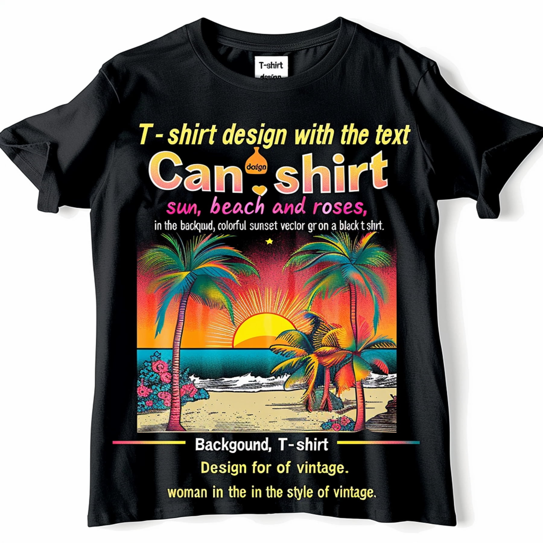 Explore The Charm Of Black Tshirts: Vintage Sunset Vibes Cancun Magic 