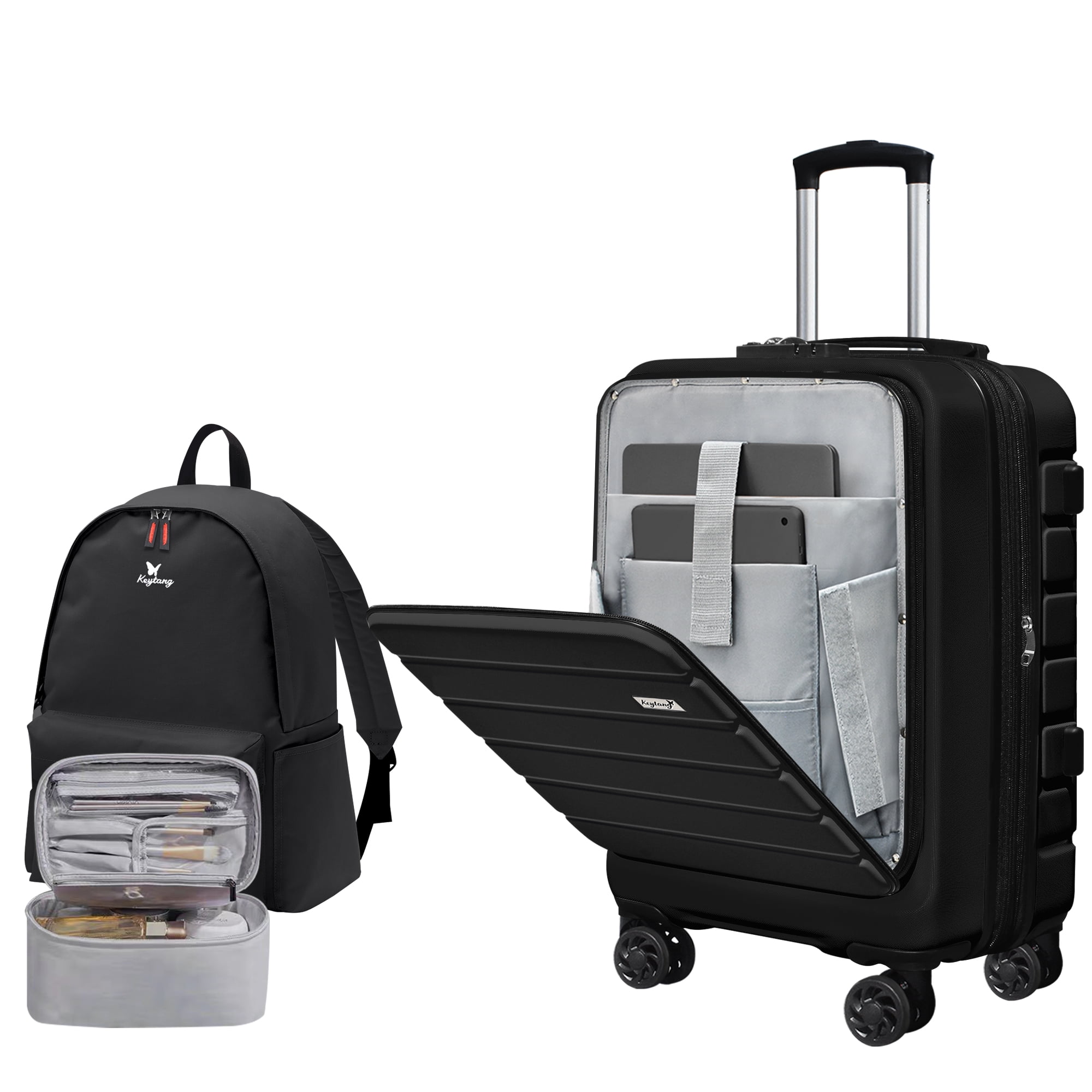 Explorer 20 Inch Carry On Hardshell Luggage with Front Pocket,Black