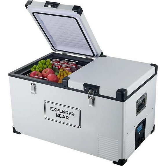 Explorer Bear EX75DW/75DW 79.3QT/75L 12/24V Portable Dual Zone Electric Cooler - White