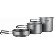 Explorer Bear Titanium Stackable Camping Cooking Pot Mess Kit Set