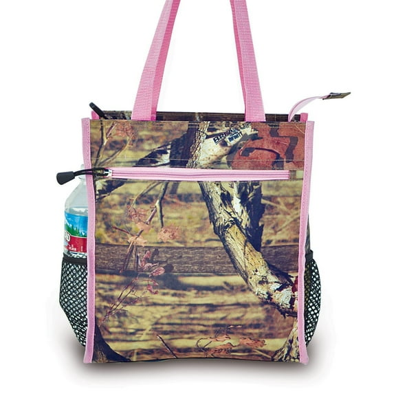Explorer Mossy Oak infinity 600D water resistant Ladies Tote Bag Pink Trim Size: 13" x 12"x 5.20