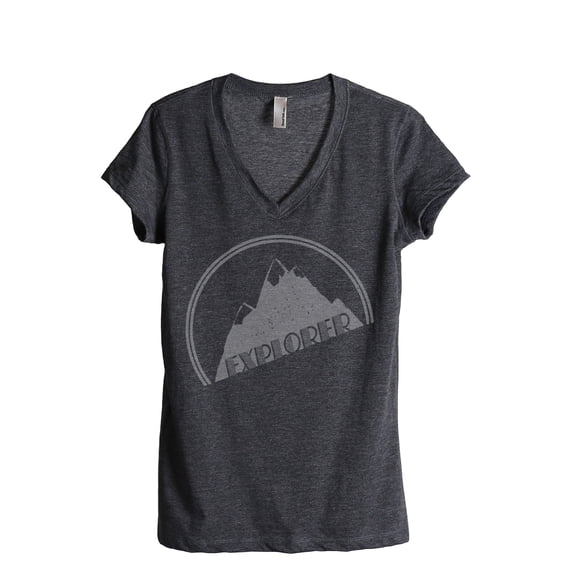Explorer Women's Fashion Relaxed V-Neck T-Shirt Tee Charcoal Grey Small