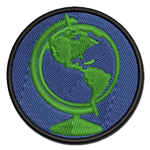 Explorer World Globe of Planet Earth Applique Multi-Color Embroidered Iron-On Patch - 2.0 Inch Mini