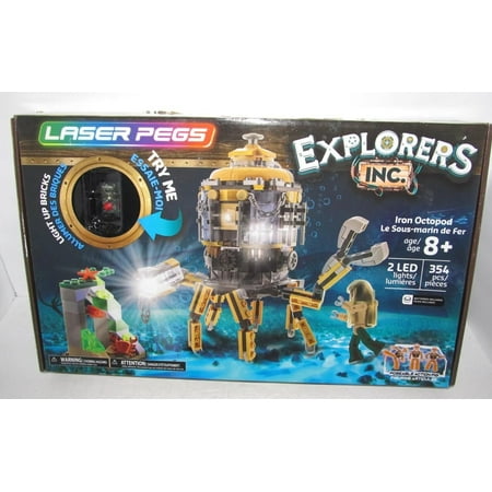 Explorers Inc. Laser Pegs Iron Octopod Building Set 354 pieces Light Up Bricks Ages 8 years and Up