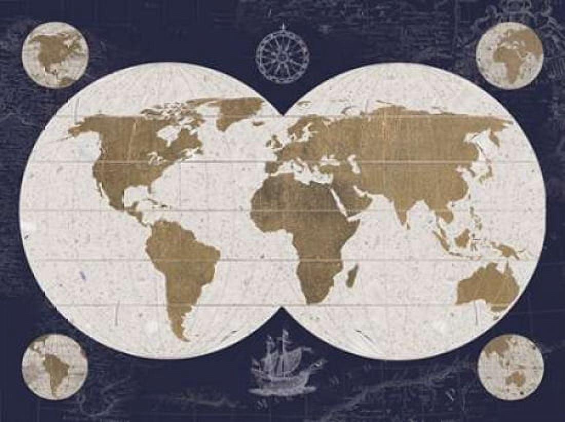 Explorers Map - Blue Canvas Art - Sam Appleman (18 x 24)