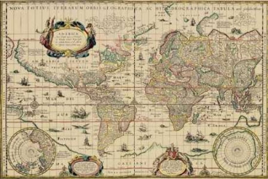 Explorers World 1630 Blau Canvas Art - Willem Jansz (24 x 36)