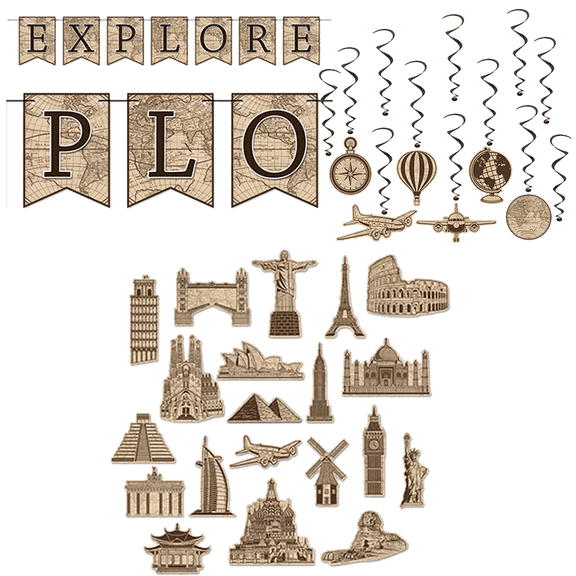 Exploring Around The World Party Supplies Decorations Pack Set Kit for Teachers Education Classroom Playroom College Bundle