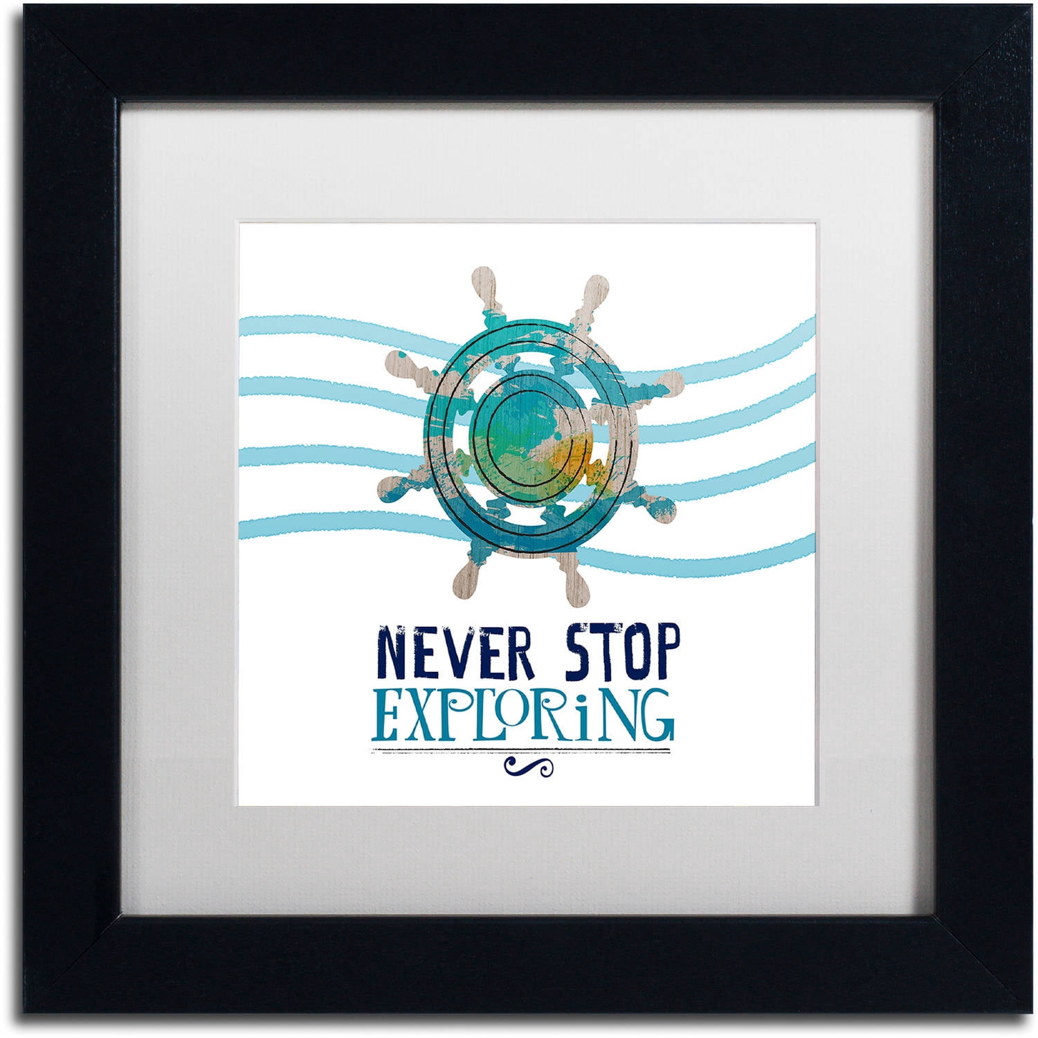 "Exploring" Canvas Art by Lisa Powell Braun, White Matte, Black Frame