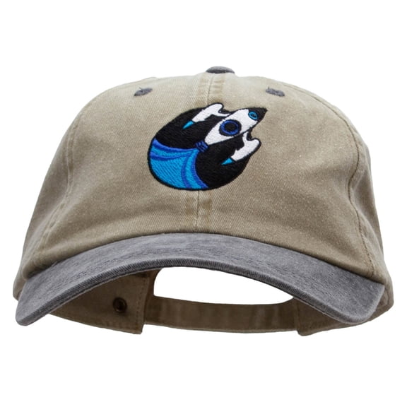 Exploring The Galaxy Embroidered Pigment Dyed Wash Caps - Khaki Black OSFM