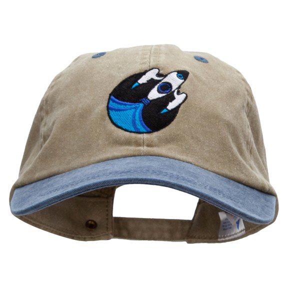 Exploring The Galaxy Embroidered Pigment Dyed Wash Caps - Khaki Navy OSFM