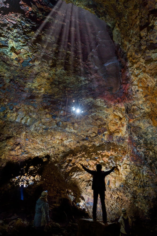 Exploring Thrihnukagigur Three Peaks Crater Iceland Thrihnukagigur is the only volcano that can be explored on the inside descending down to 120 meters Iceland Canvas Art - Panoramic Images (27 x 9)