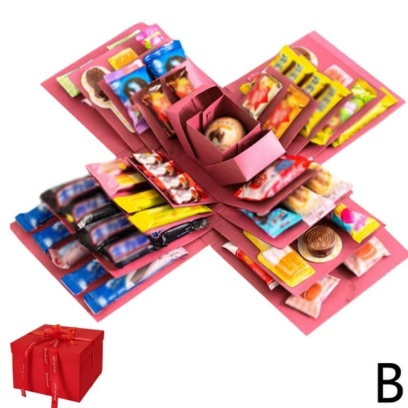Explosion Box DIY Gift, 5 Layer Creative Candy Surprise Boxs,DIY Explosion Gift Box for Love Memory,Scrapbook,Photo Boxs,Handmade Scrapbooking Case for Birthday,Anniversary,Wedding or Valentines Day
