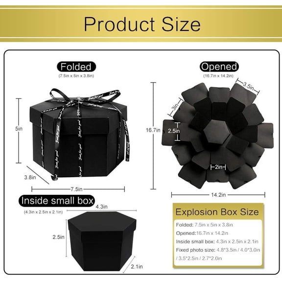 Explosion Box, DIY Gift Box Assembled Handmade Big Photo Box with 6 Faces for Birthday, Mother's Day, Wedding or Valentine's Day