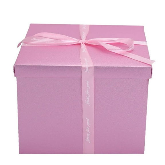 Surprise Explosion Box, Pink Birthday Gift Box with Lids, Preassembled Photo Album Scrapbook for Memories