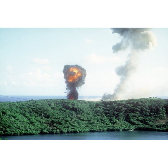Explosion From A Direct U.S. Hit On A Grenadian Position On The First Day Of The U.S. Lead Invasion Of The Caribbean