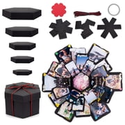 Explosion Gift Box, Handmade Exploding Photo Album Preassembled Surprise Picture Pop Up Love Box with Creative DIY Scrapbooking Accessories for Anniversary Birthday Wedding