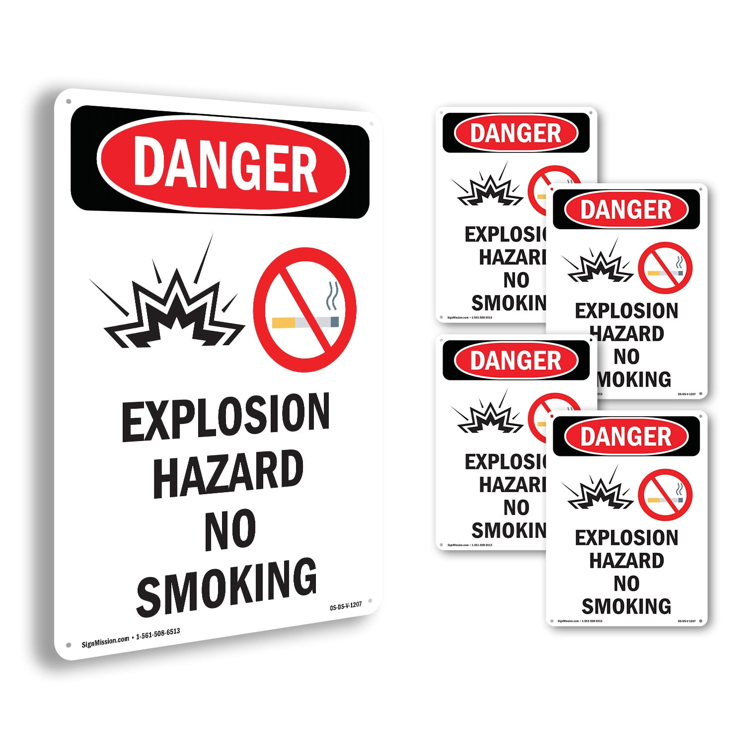 Explosion Hazard No Smoking OSHA Danger Rigid Plastic Sign 10 Inch x 7 ...
