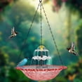 thumbnail image 1 of 2-Tier Cascading Solar Hanging Bird Bath Fountain, 18" Clear Glass Tray with Chains, 2-in-1 Feeder, 1 of 6