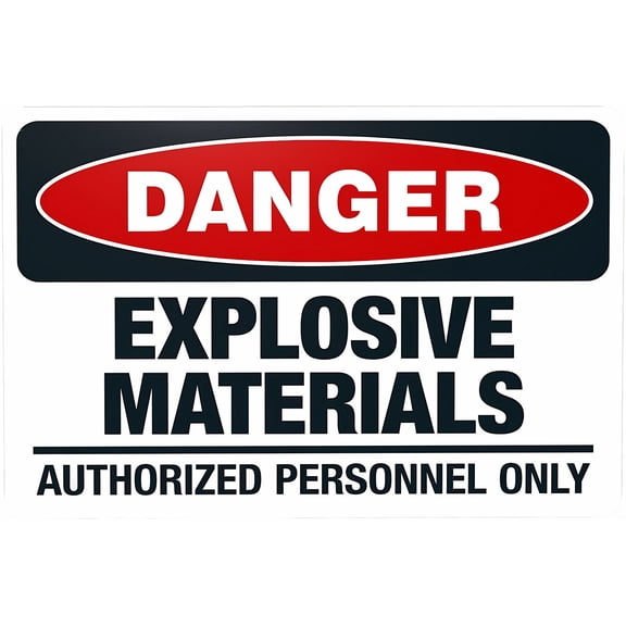 Explosive Materials Authorized Personnel Only Warning Sign - 8"x12" Metal Security Safety Wall Decor for Home Business Yard Garden Office Street Road Indoor Outdoor