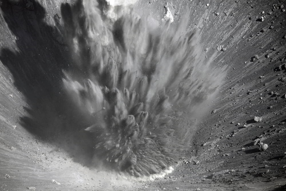 Explosive eruption with ash cloud summit craters Yasur Volcano Tanna Island Vanuatu Canvas Art - Richard RoscoeStocktrek Images (35 x 23)