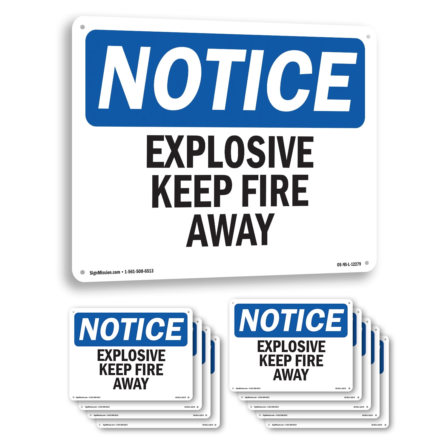 Explosives Keep Fire Away OSHA Notice Rigid Plastic Sign 18 Inch x 12 ...