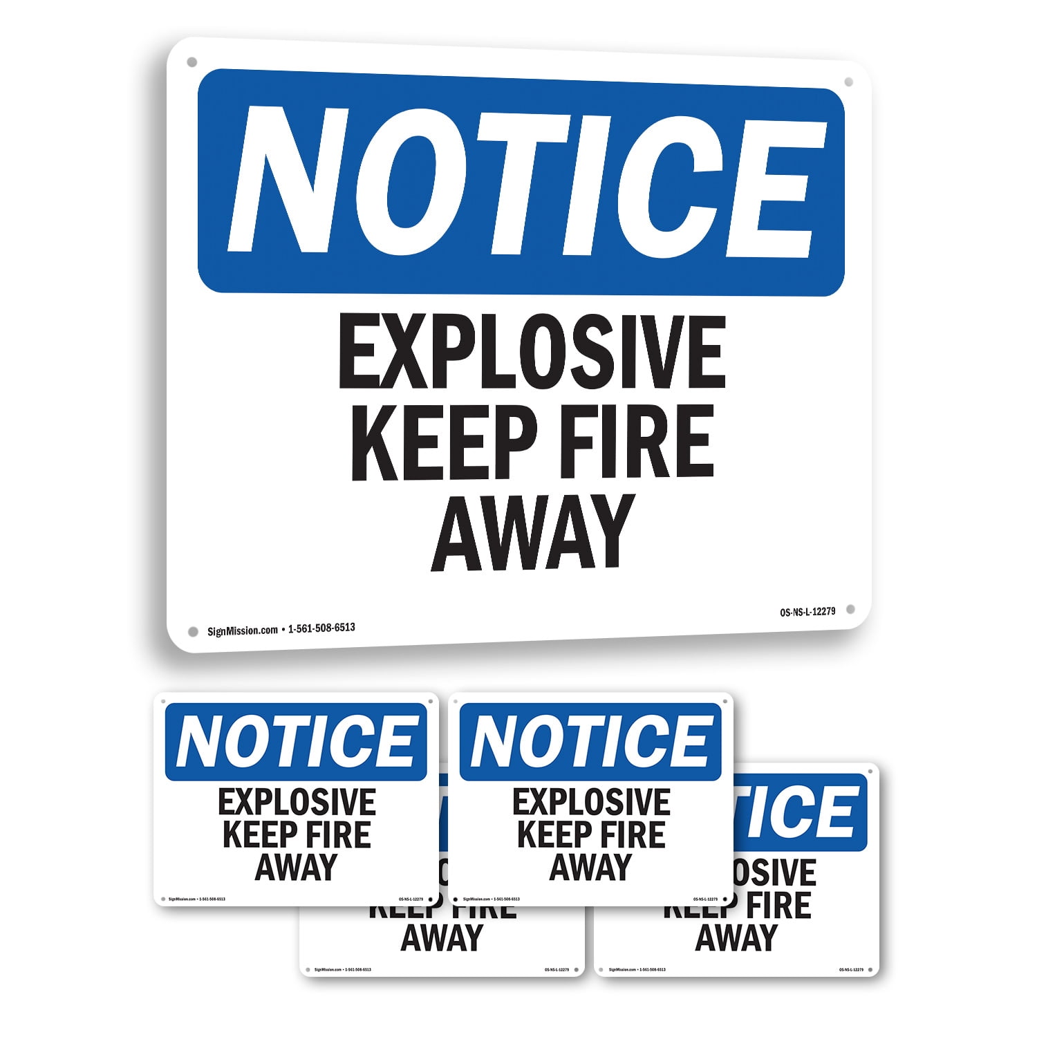 Explosives Keep Fire Away OSHA Notice Rigid Plastic Sign 18 Inch x 12 ...