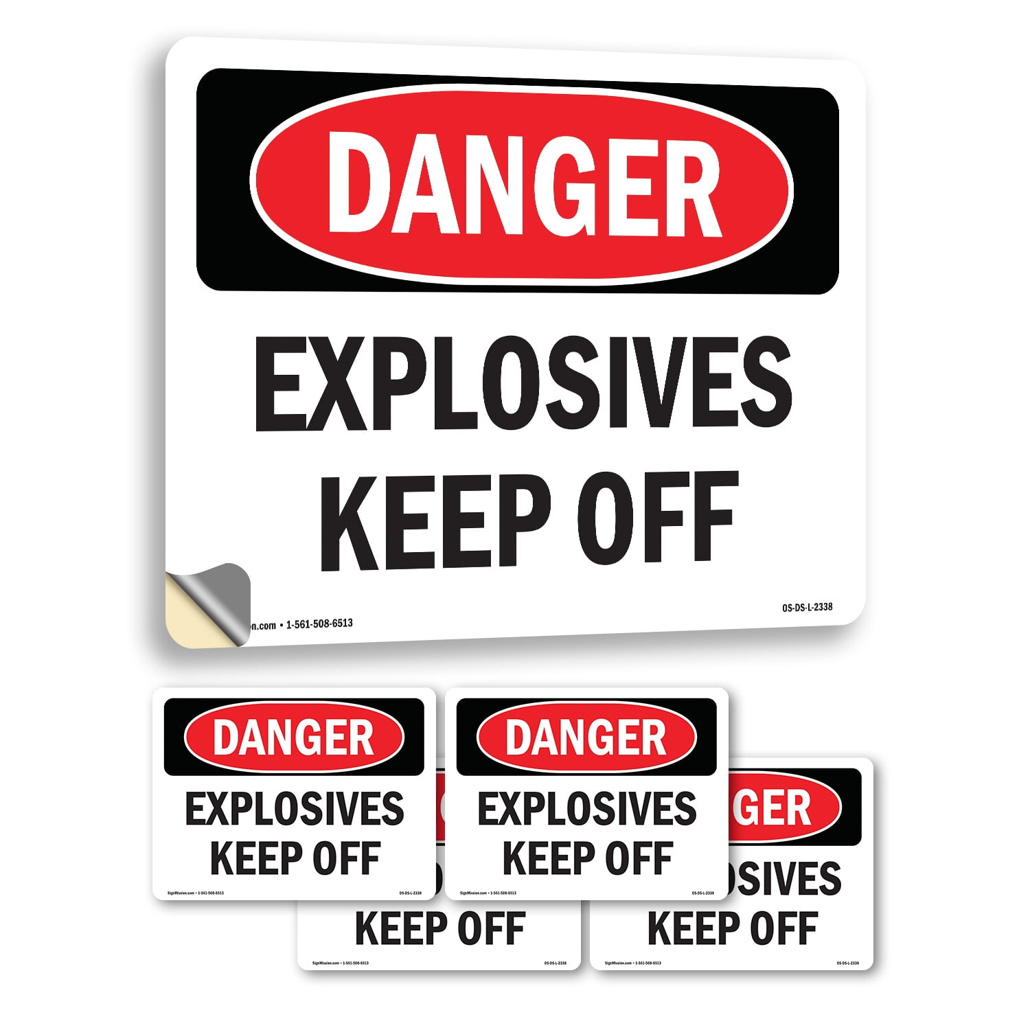 Explosives Keep Off OSHA Danger Vinyl Decal Label 10 Inch x 7 Inch - 5 ...