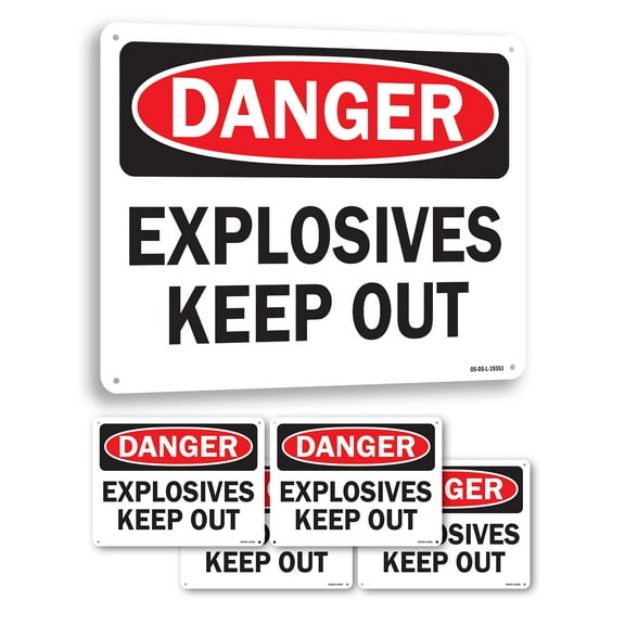 Explosives Keep Out OSHA Danger Aluminum Sign 14 Inch x 10 Inch - 5 Pack