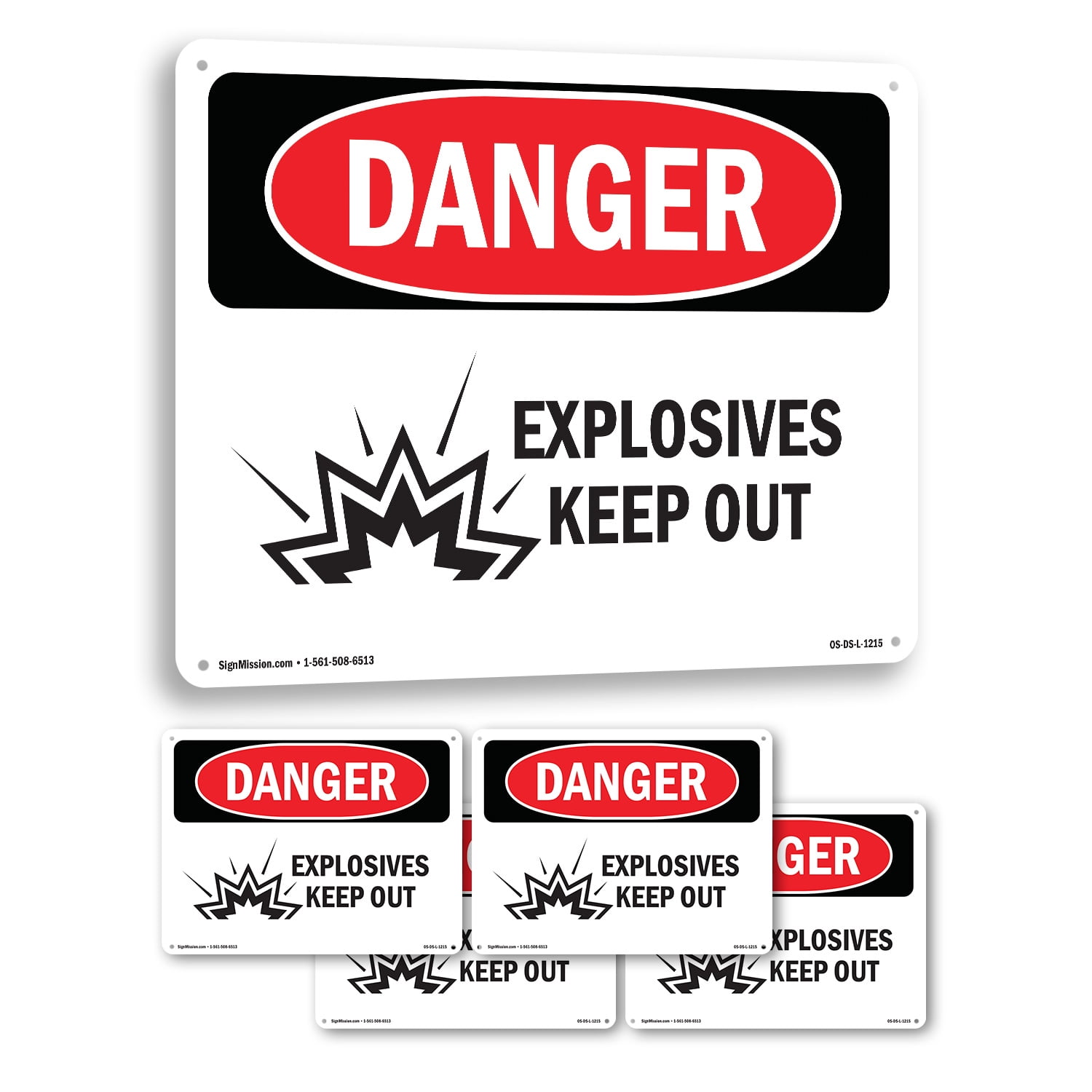 Explosives Keep Out OSHA Danger Aluminum Sign 18 Inch x 12 Inch - 5 ...