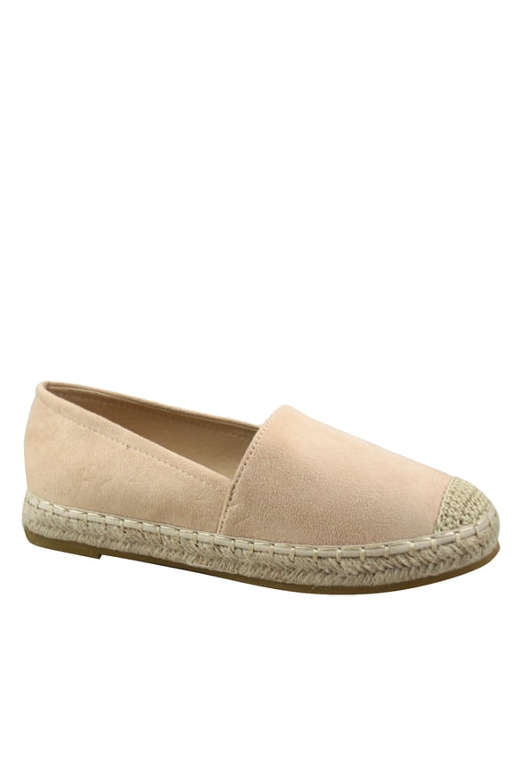Expo-17 Women's Comfort Espadrille Slip On Round Toe Flat Shoes ( Nude, 6 )