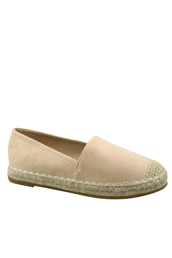 Expo-17 Women's Comfort Espadrille Slip On Round Toe Flat Shoes ( Nude, 8.5 )