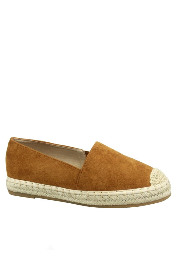 Expo-17 Women's Comfort Espadrille Slip On Round Toe Flat Shoes ( Tan, 8 )