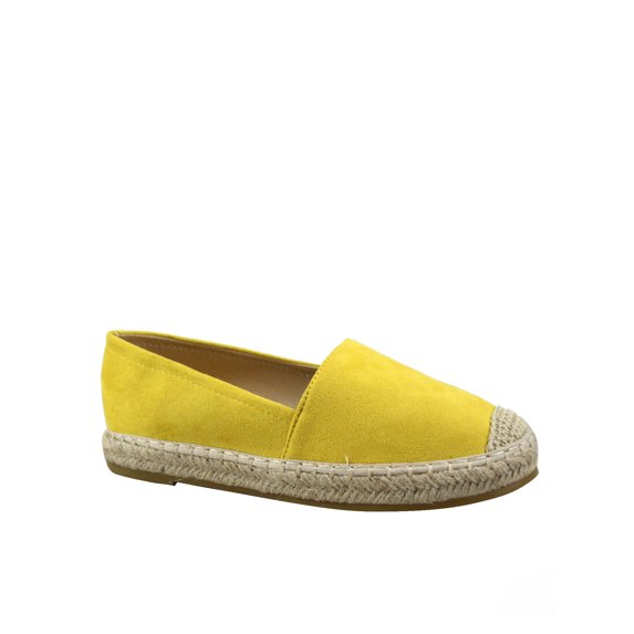 Expo-17 Women's Comfort Espadrille Slip On Round Toe Flat Shoes ( Yellow, 7 )