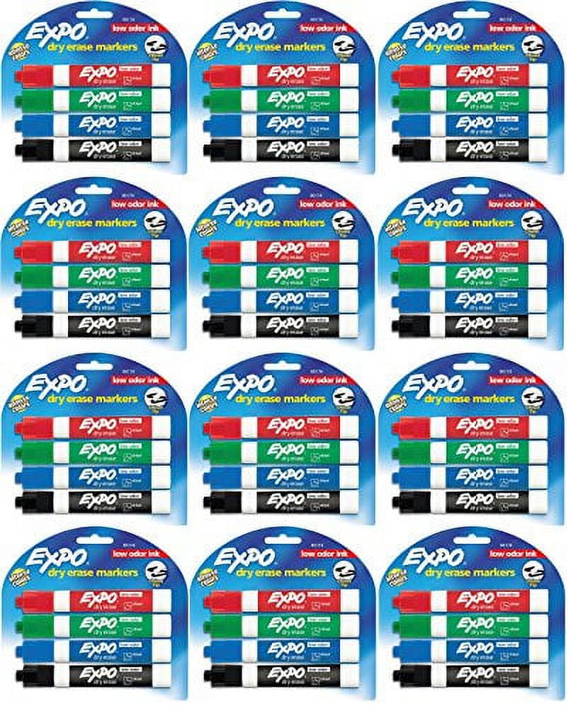 Expo 80174 Low Odor Chisel Point Dry Erase Marker Pack, Designed for