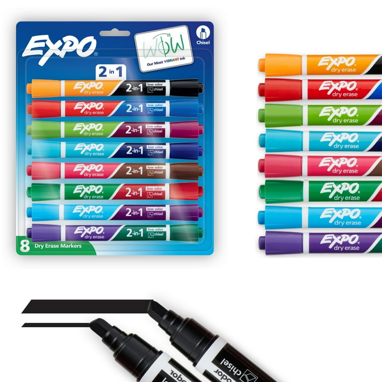 2-in-1 Dry Erase Markers, Medium Chisel Tip, Assorted Colors, 2/Pack 2-in-1 Dry Erase Markers, Medium Chisel Tip, Assorted Colors, 2/Pack