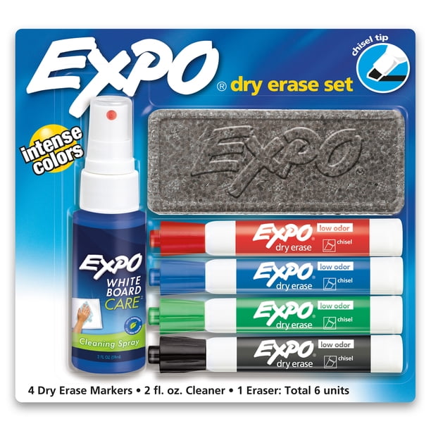 Expo Dry Erase 6Piece Starter Set with 4 Chisel Tip Markers, Eraser