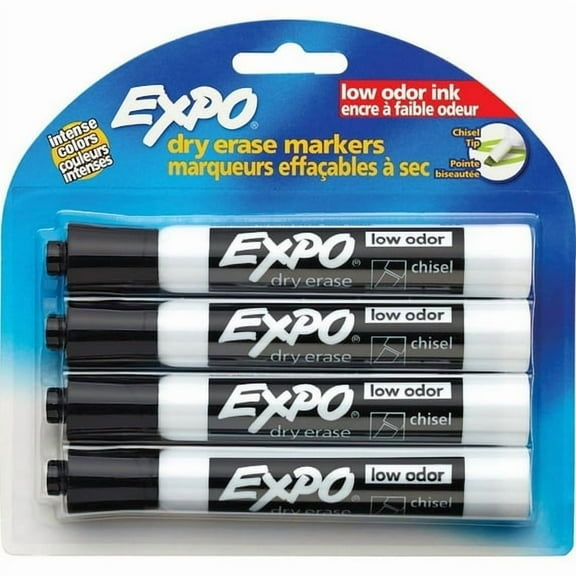 Expo Dry Erase Chisel Tip Markers - Chisel Marker Point Style - Black - 4 / Pack | Bundle of 2 Packs