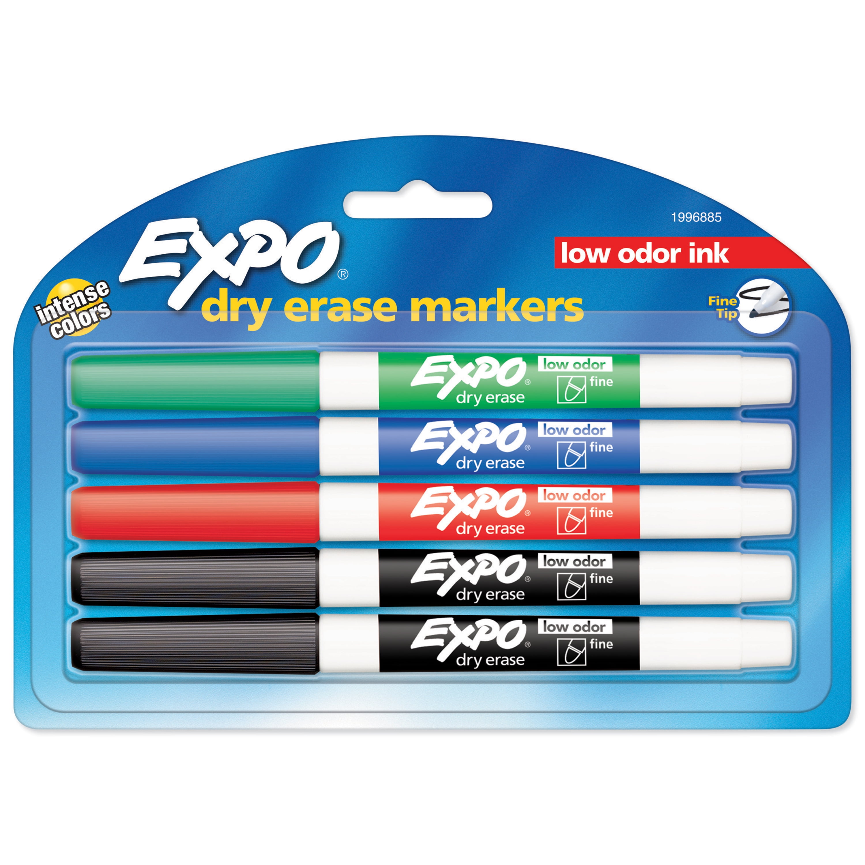 Expo Dry Erase Fine Tip Markers, Assorted Colors, 5 Count