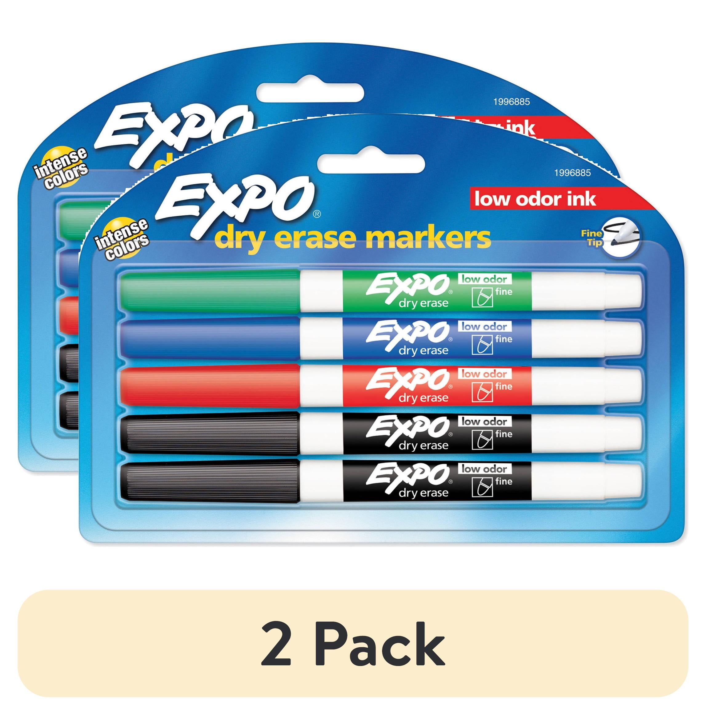 (2 pack) Expo Dry Erase Fine Tip Markers, Assorted Colors, 5 Count