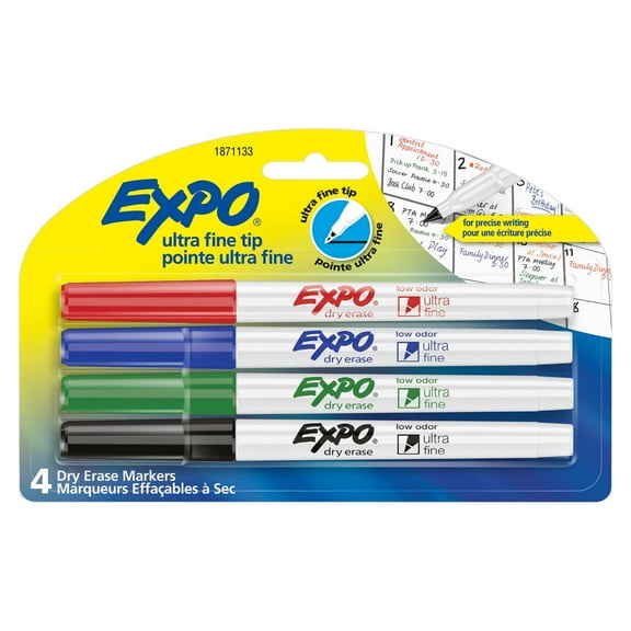 Expo Dry Erase Markers, Ultra Fine Tip, Assorted Colors, 4 Count